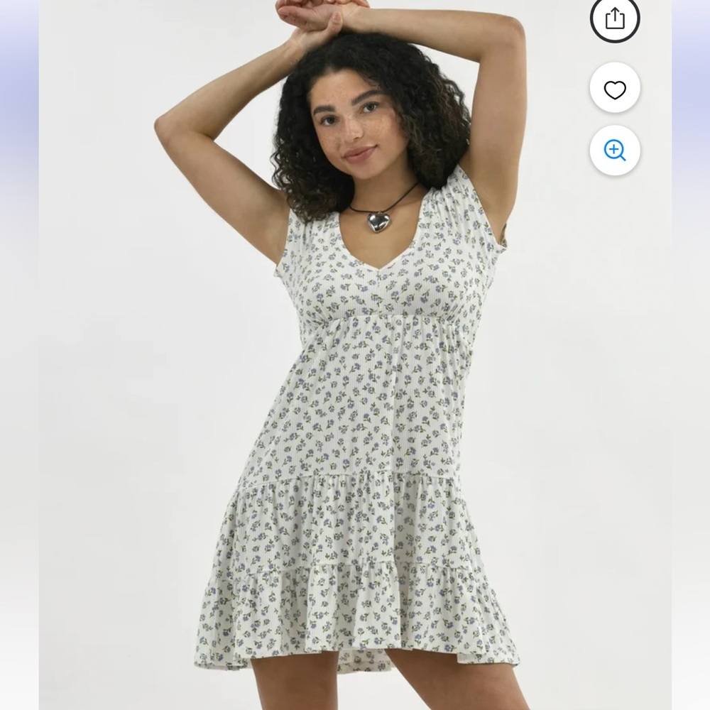 NWT! No Boundaries Babydoll Mini Dress Blue Ditsy Floral Ribbed XXL/20